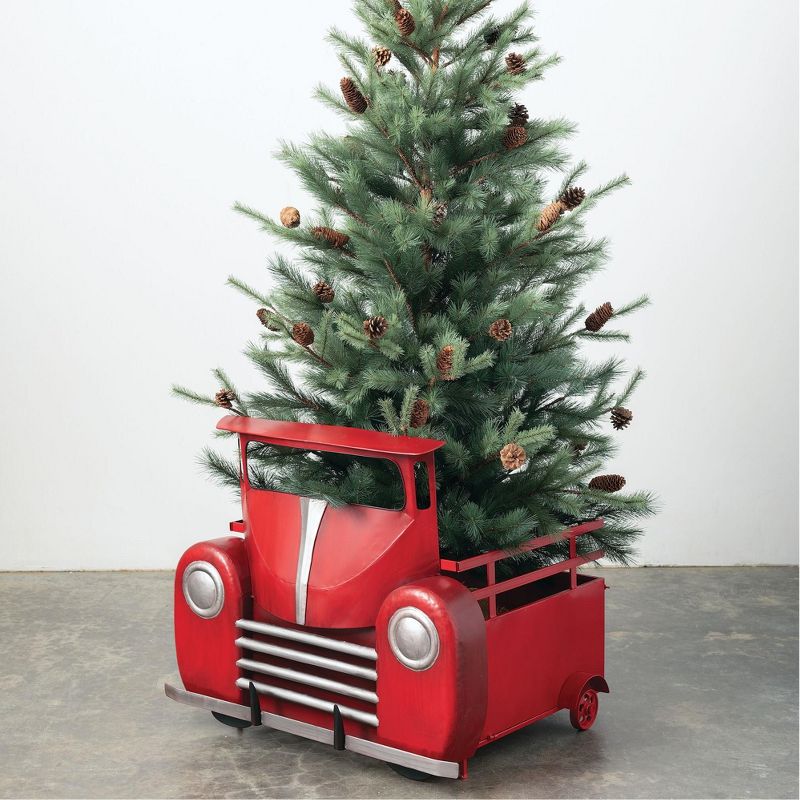 Lakeside 48" Snowy Burlap Christmas Tree Skirt with Doily Cloth