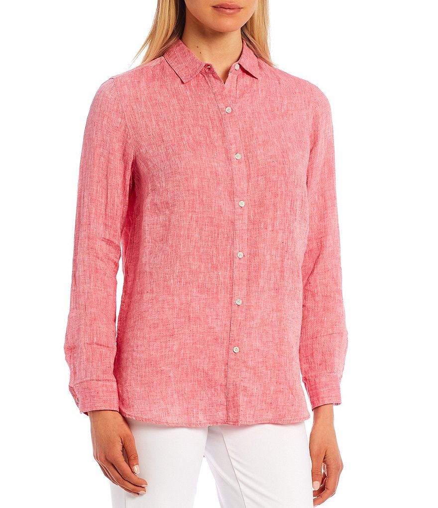 J.McLaughlin Britt Button Front Collared Linen Blouse