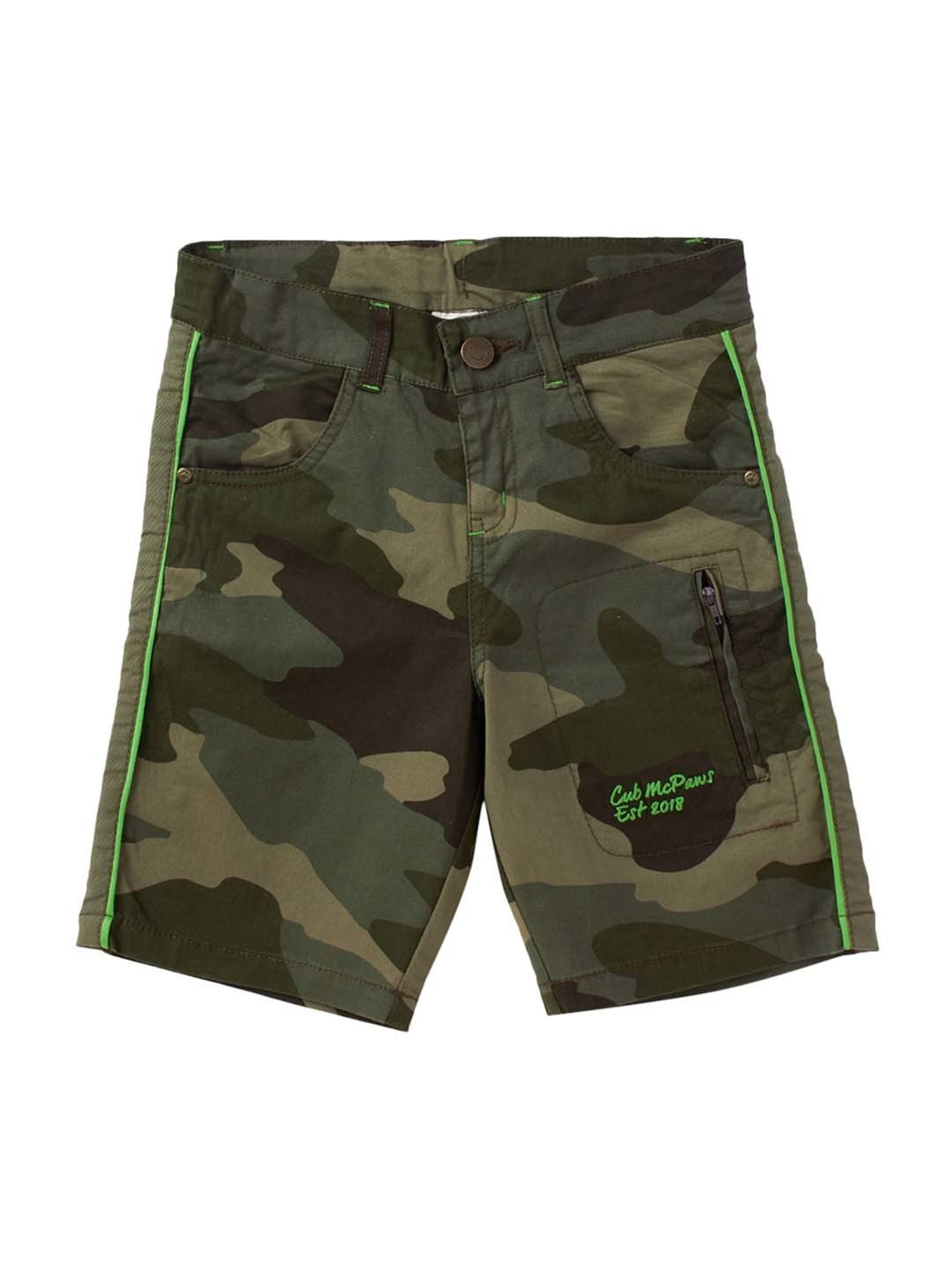 Cub McPaws Kids Multicolor Cotton Camouflage Shorts