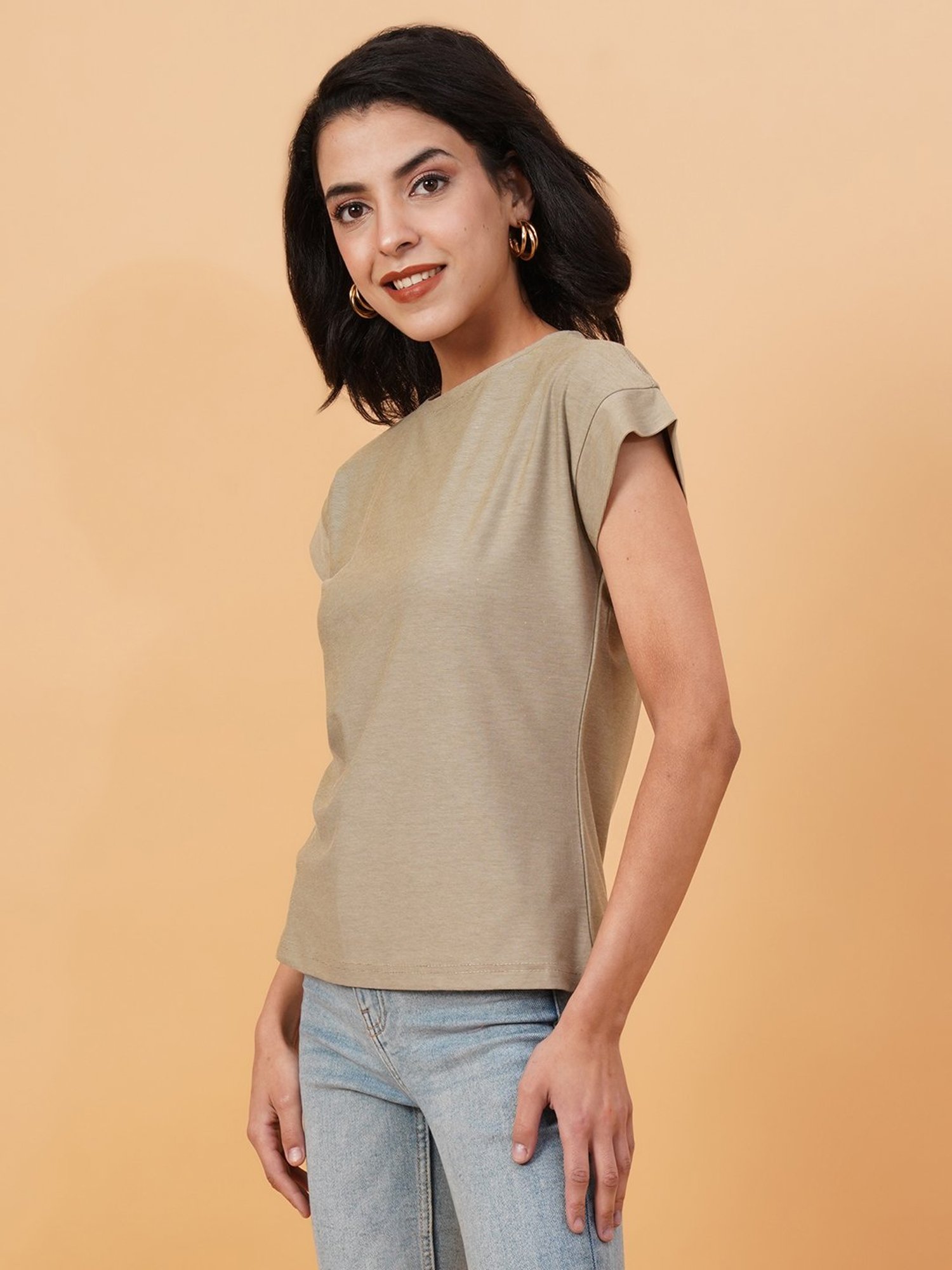 Kotty Beige Regular Fit T-Shirt