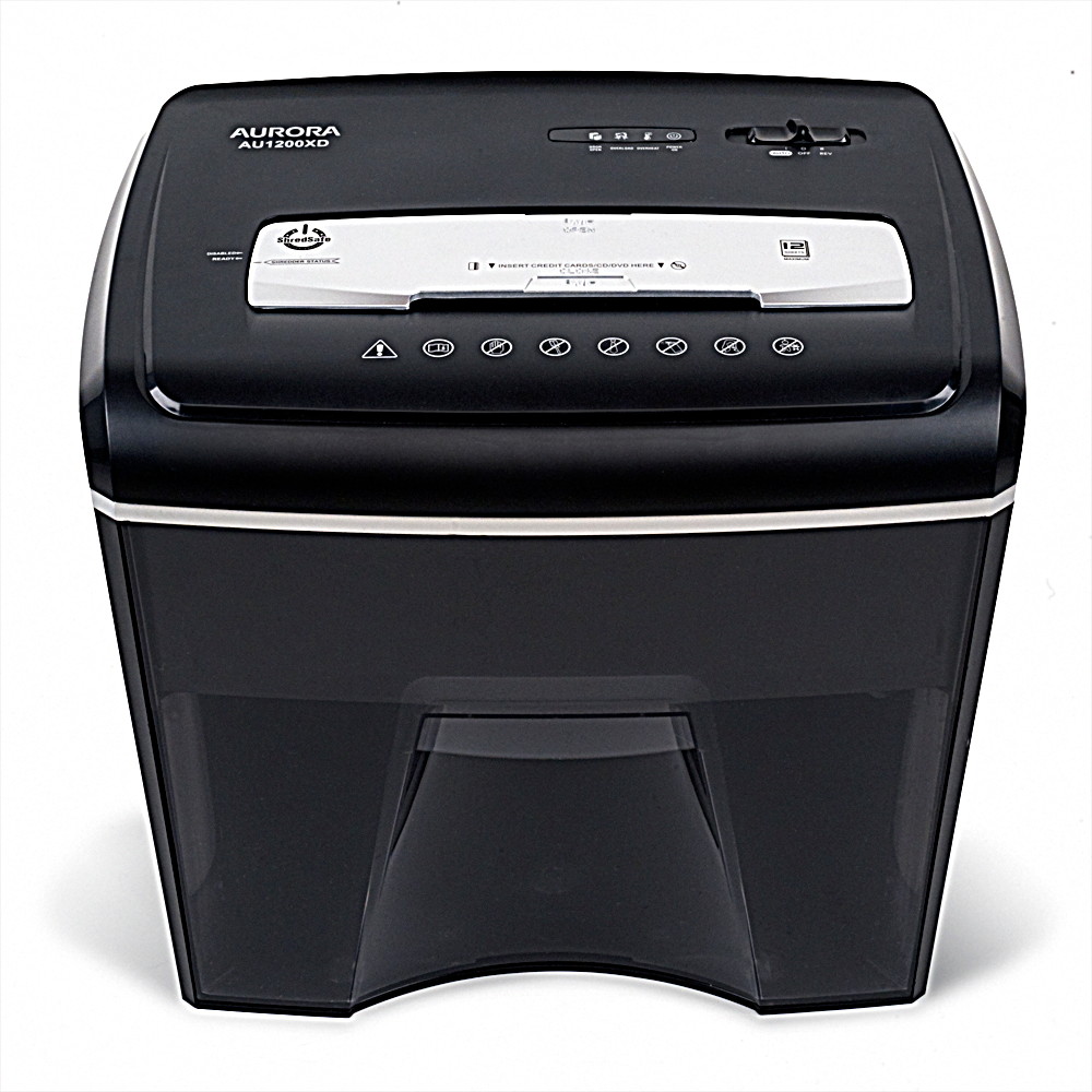 Aurora AU1200XD Compact Desktop-Style 12-Sheet Crosscut Paper and CD/Credit Card/ Junk Mail Pullout Basket Shredder