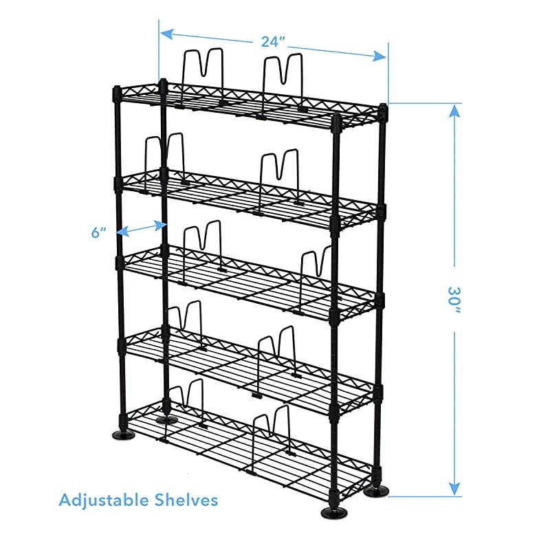 Maxsteel 5 Tier Shelving Heavy Gauge Steel Wire Media Shelving for 275 CDs152 DVDs Bluray or Games PN3010 in Black