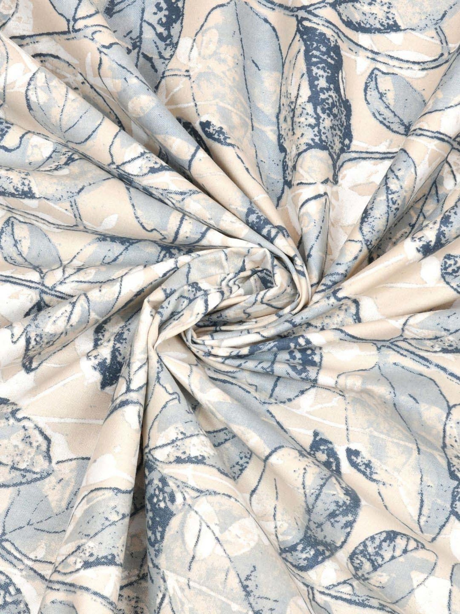 Haus & Kinder Cotton 186 TC Leafy Oasis Blue Printed Double Bedsheet with 2 Pillow Covers