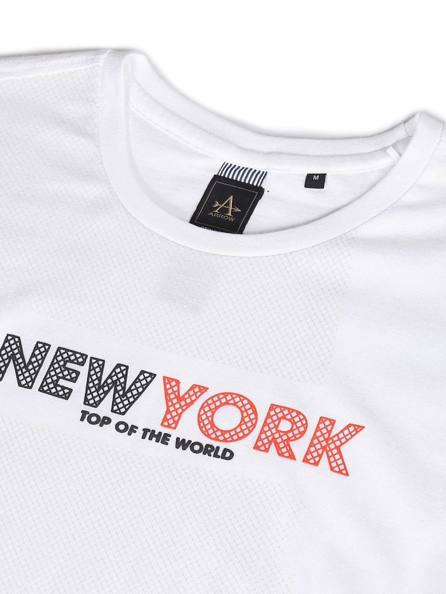 Arrow New York White Cotton Regular Fit Printed T-Shirt