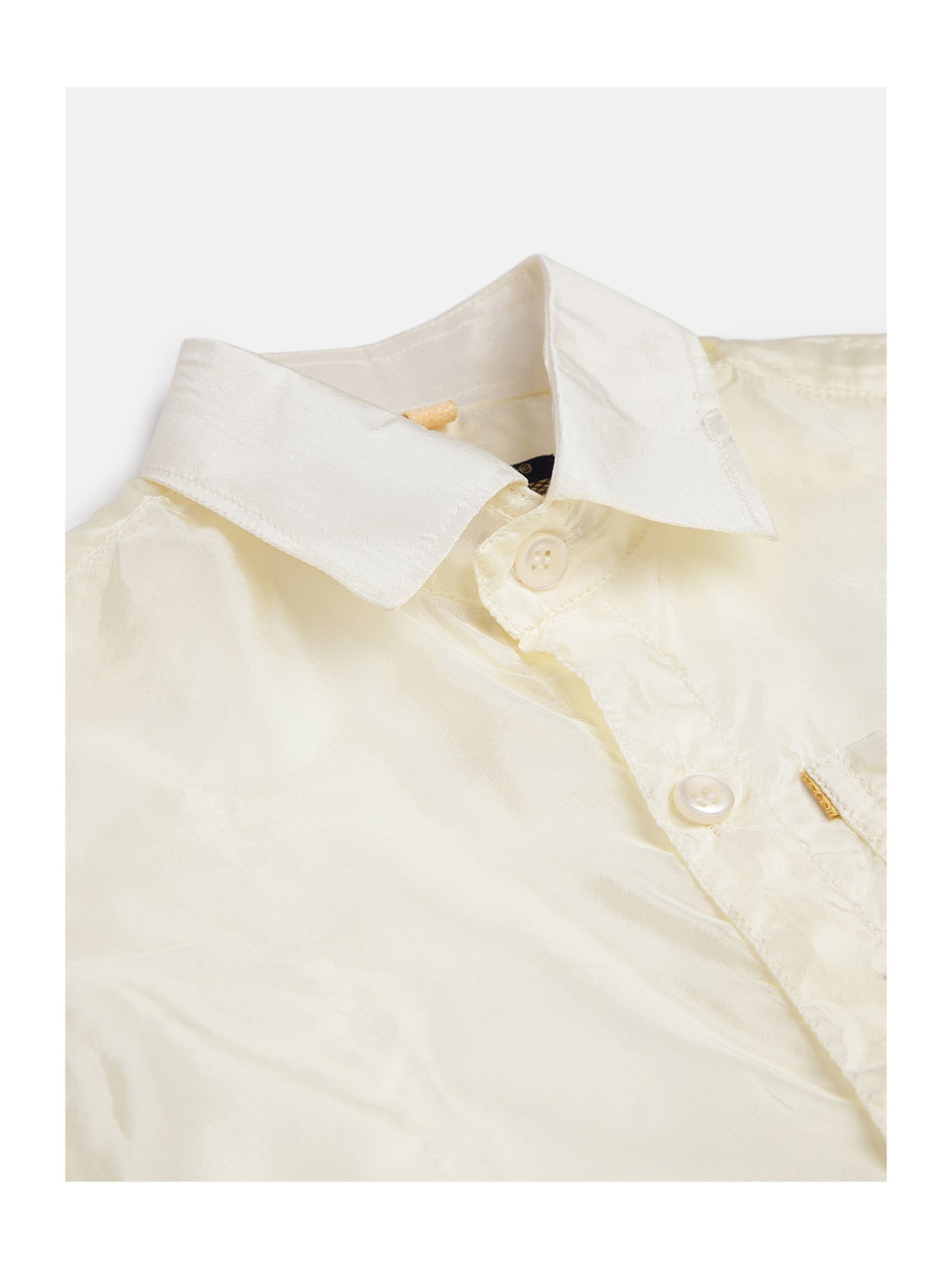 THANGAMAGAN Kids Cream Solid Shirt