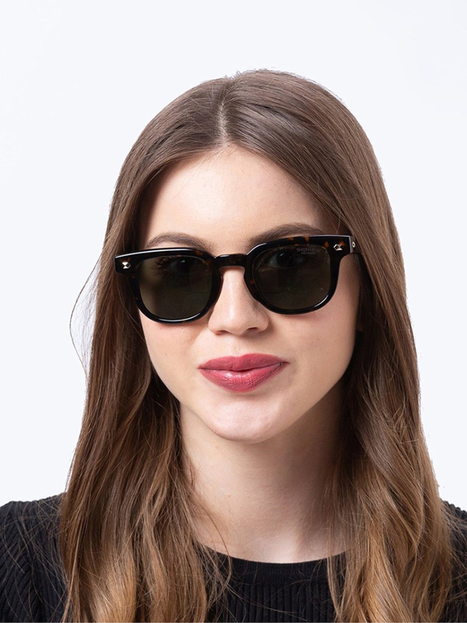 Shisen Fox Osaka Dark Havana Square Unisex Polarized UV Protection Sunglasses -48 mm