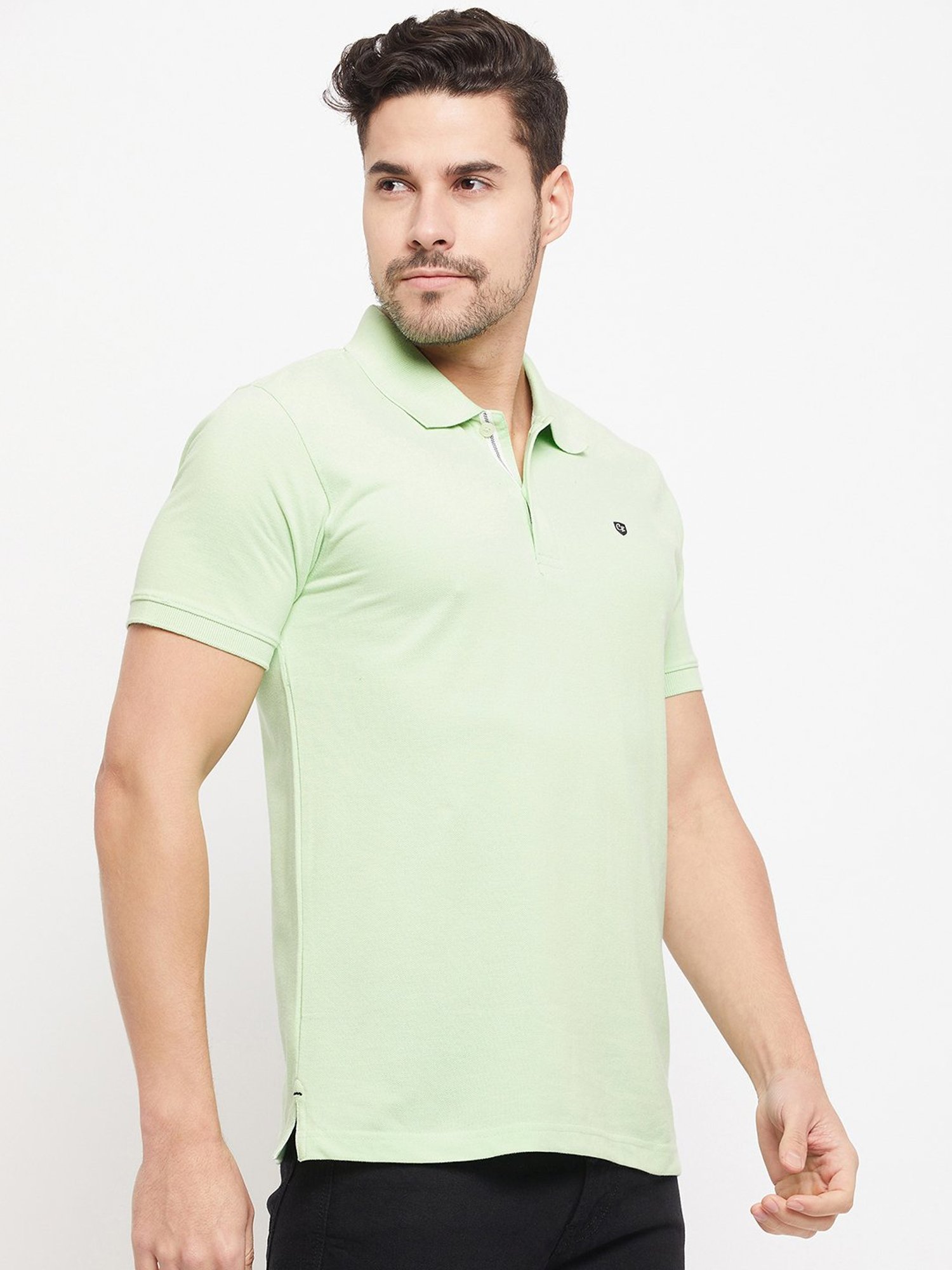 Cantabil Light Green Regular Fit Polo T-Shirt