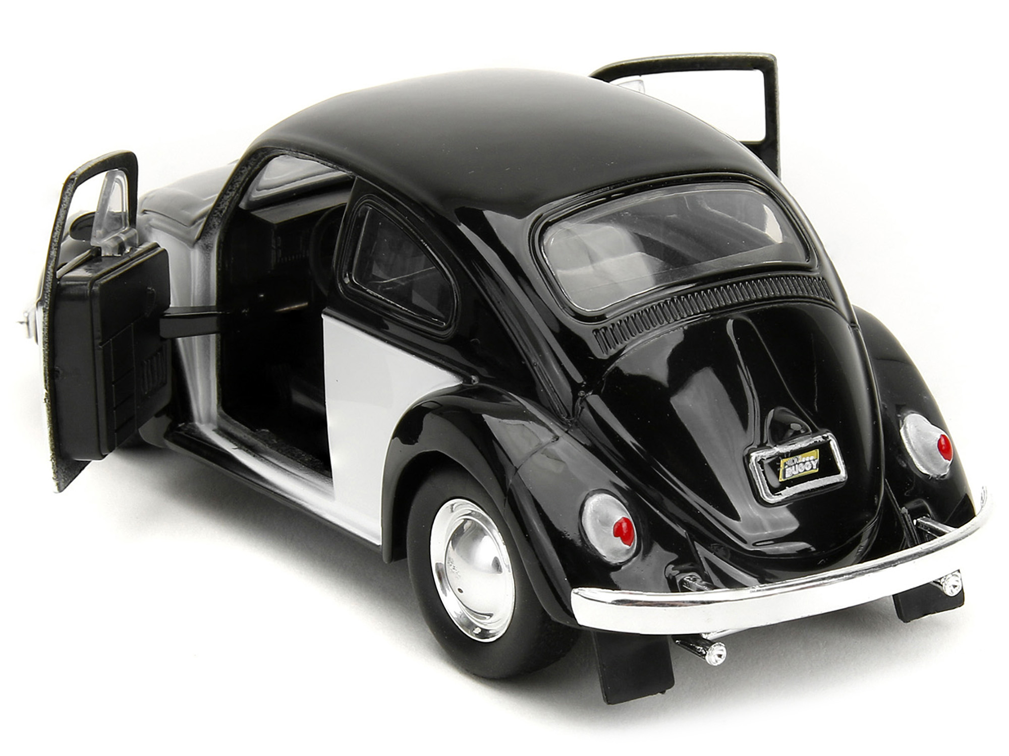 1959 Volkswagen Beetle "Punch Buggy" Black and White and Boxing Gloves Accessory "Punch Buggy" Series 1/32 Diecast Model Car by Jada