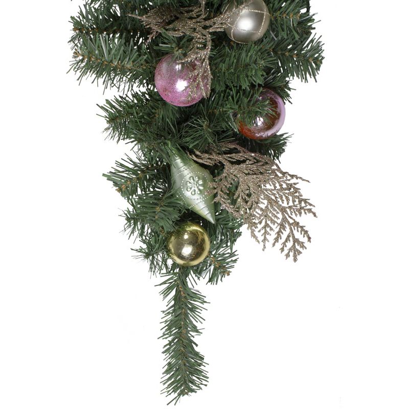 Northlight 30" Pink and Gold Frosted Artificial Christmas Teardrop Swag - Unlit