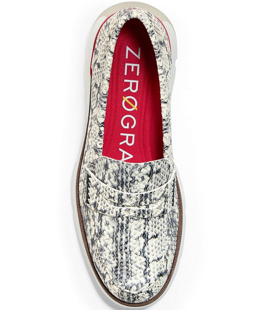 Cole Haan 4.ZEROGRAND Snake Print Leather Penny Loafers