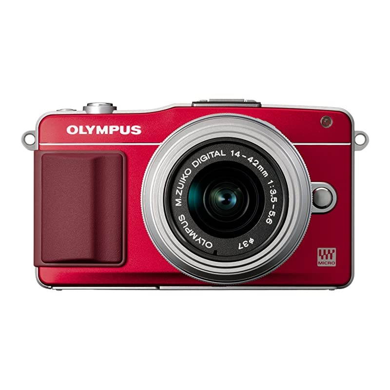 E-PM2 Mirrorless Digital Camera with 14-42mm Lens (Red) (Old Model)