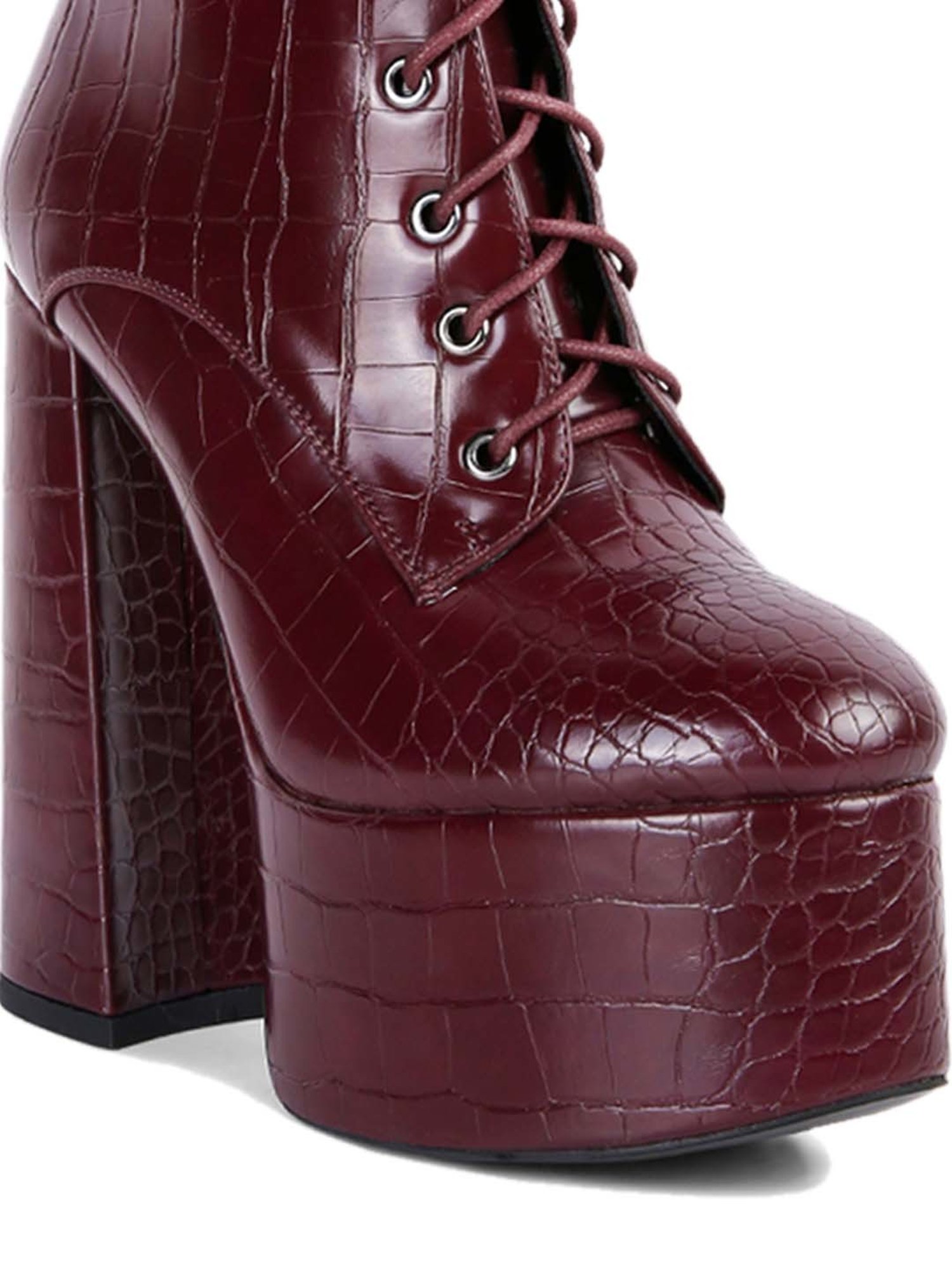 London Rag Women's Burgundy Derby Boots