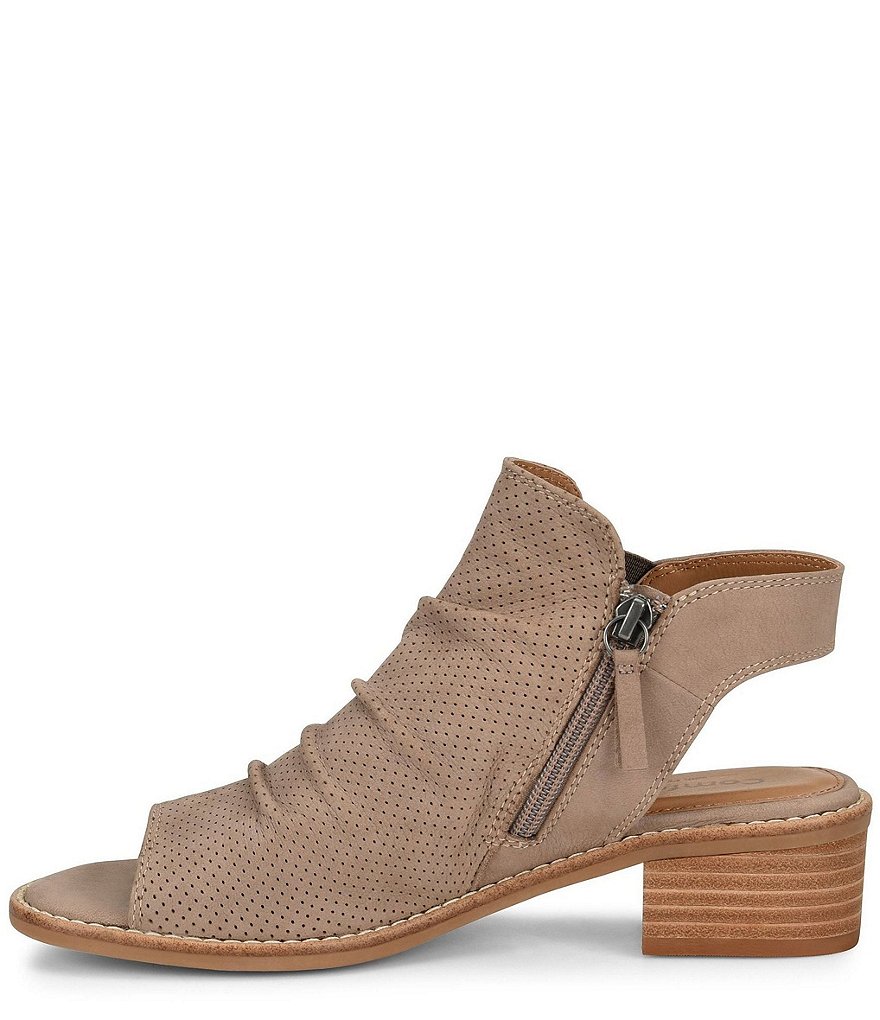 Comfortiva Belen Slingback Ruched Suede Block Heel Sandals