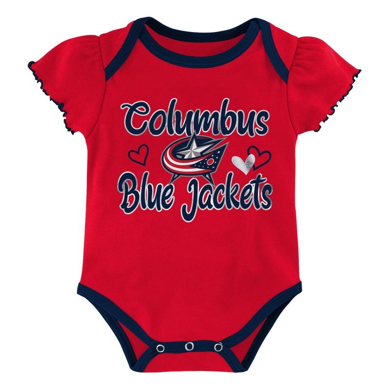 NHL Columbus Blue Jackets Girls' Winning Goal Bodysuit Set 3pk - 3-6M