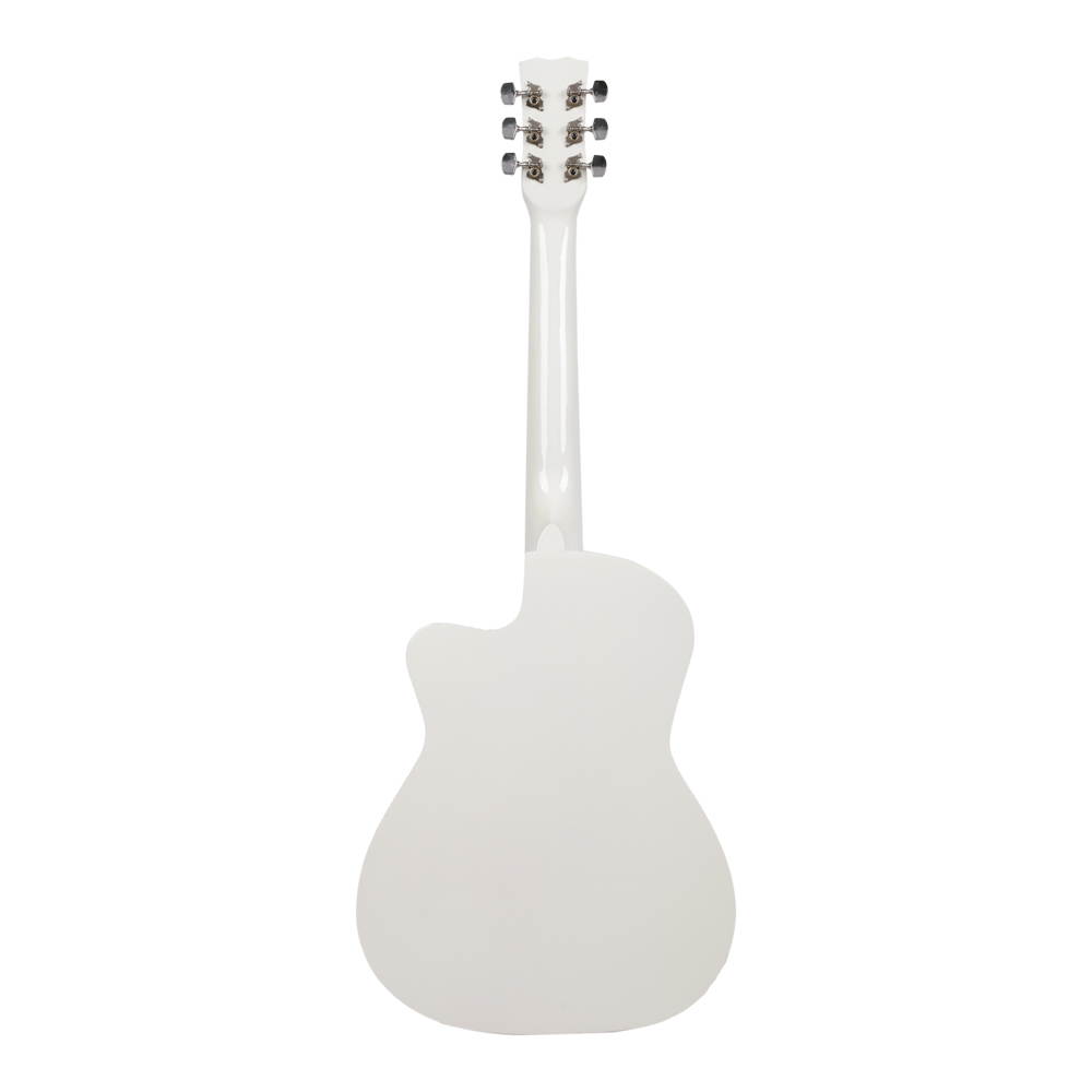 Dakesi 38" Spruce Basswood Guitar with Bag +Strap+LCD Mixer+Guard Plate White