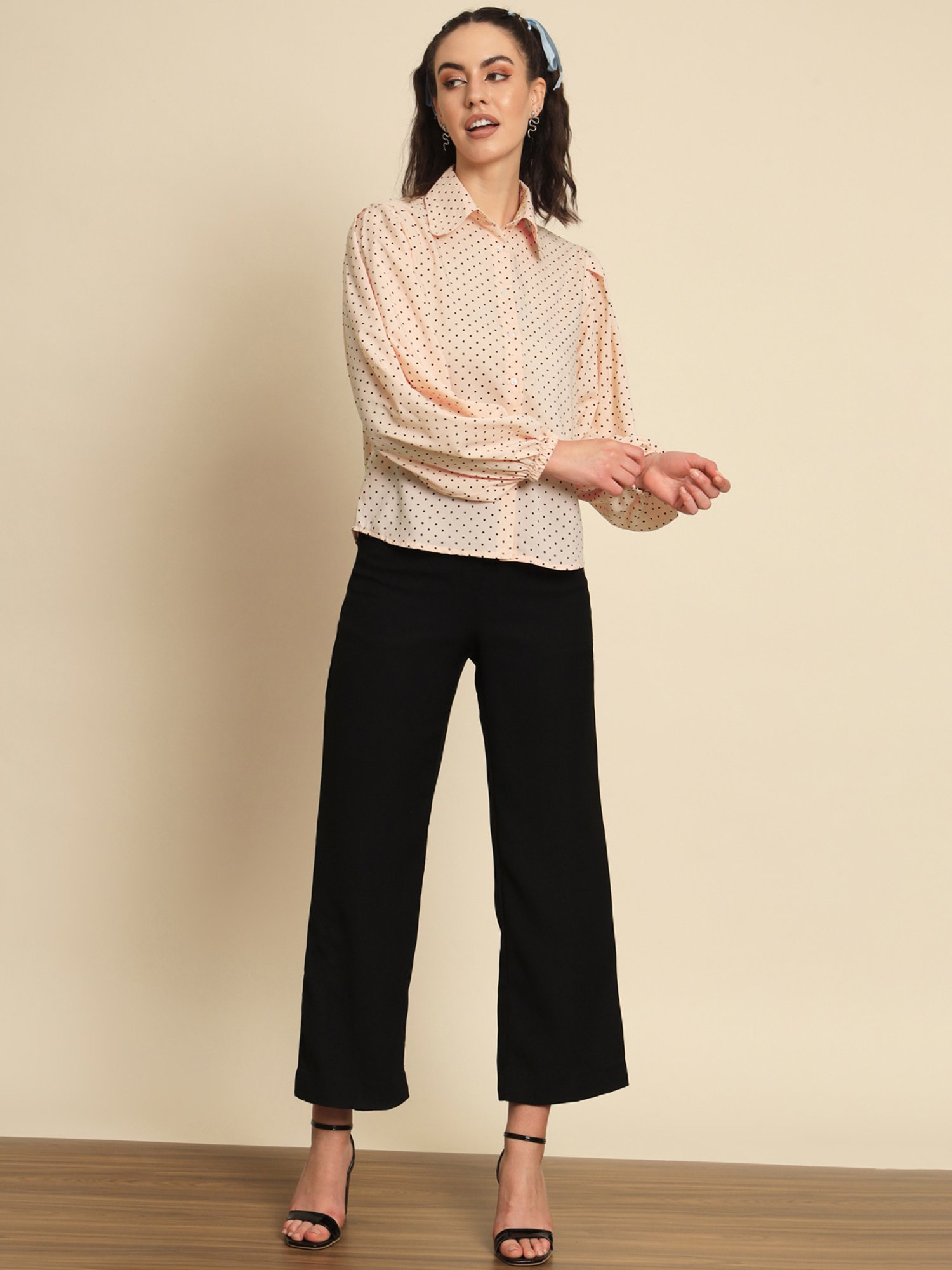 Trend Arrest Peach Polka Dots Shirt