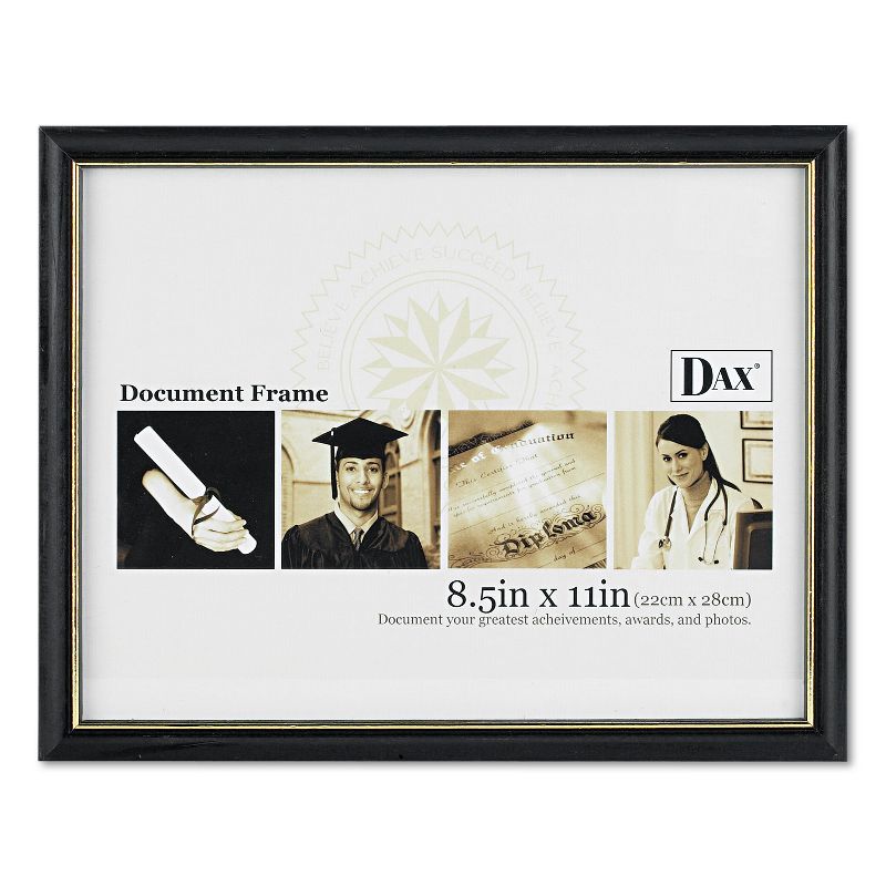 Dax Two-Tone Document/Diploma Frame Wood 8 1/2 x 11 Black w/Gold Leaf Trim N17981BT