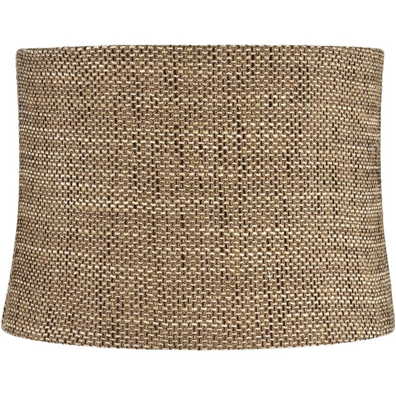 Springcrest Dortmund Charcoal Medium Drum Lamp Shade 13" Top x 14" Bottom x 10" High (Spider) Replacement with Harp and Finial