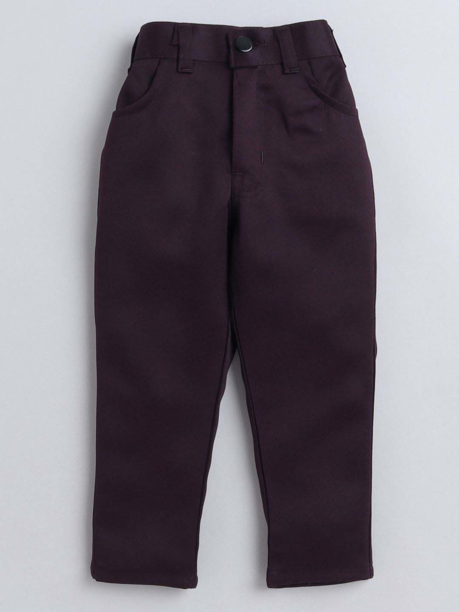 Fourfolds Boys Wine Solid Full Sleeves Clothing Set