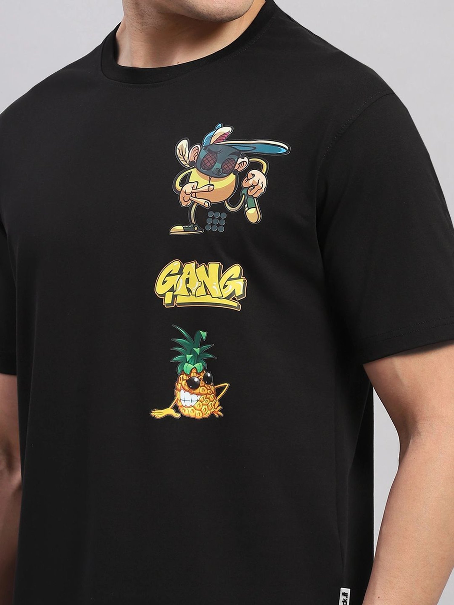 Rock.It Black Regular Fit Printed T-Shirt