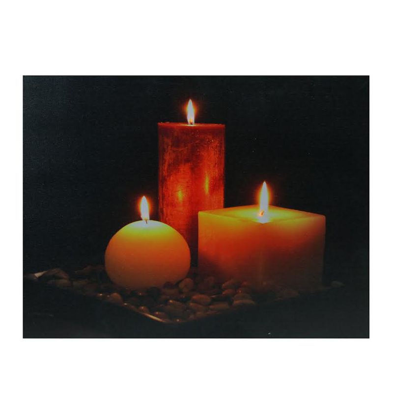 Northlight LED Lighted Tranquil Zen Triple Candles Canvas Wall Art 12" x 15.75"
