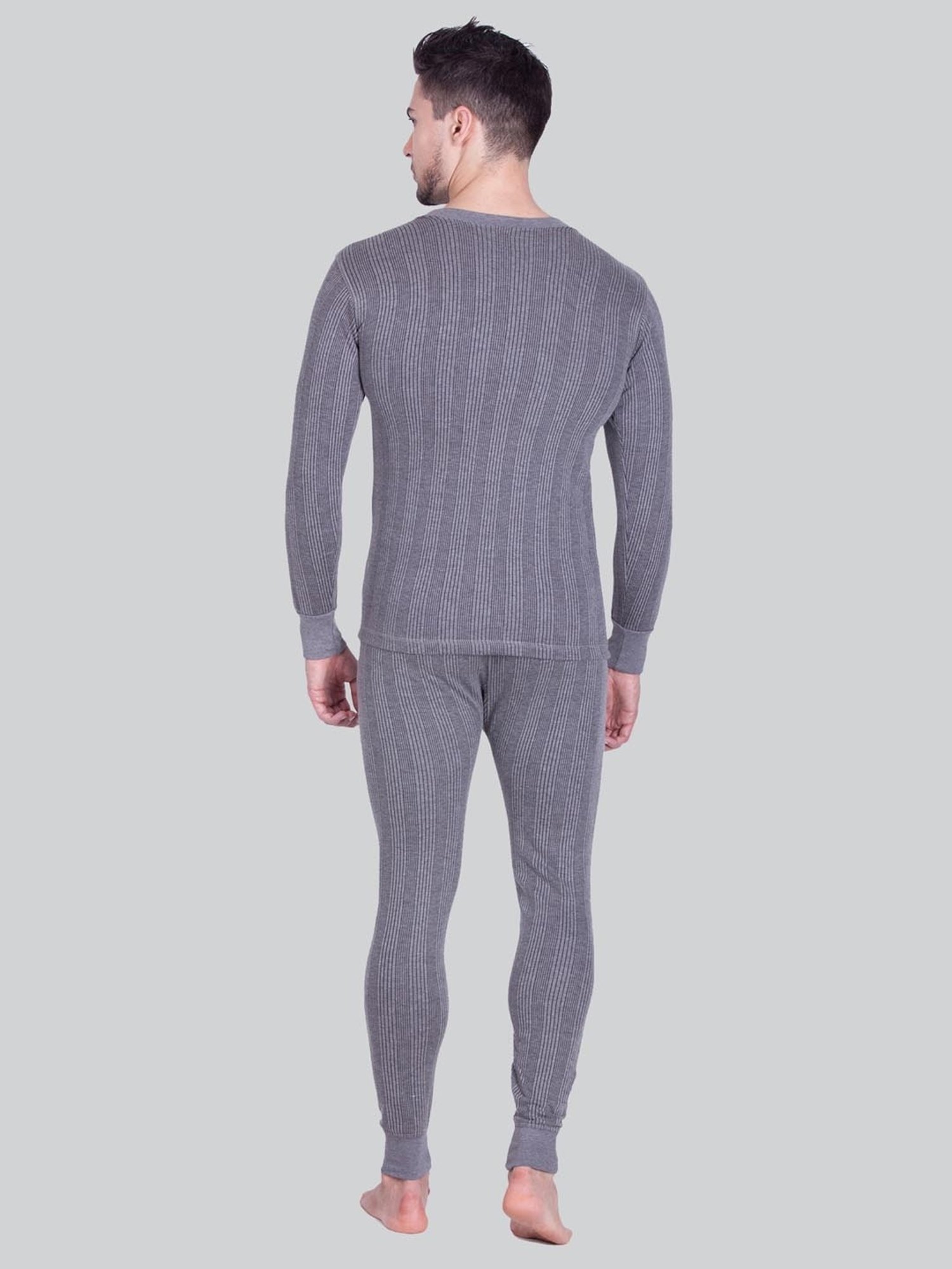 LUX Inferno Charcoal Skinny Fit Striped Thermal Set