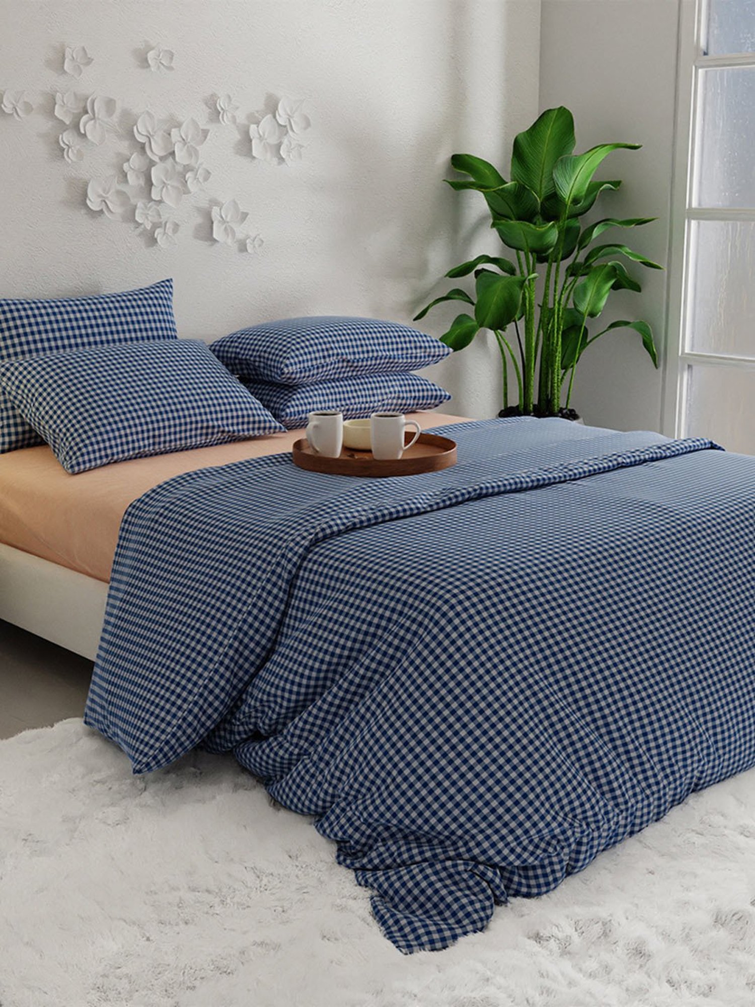 Stoa Paris Urbain Geometric Blue 230 TC Microfibre King Comforter with 4 Pillow Covers