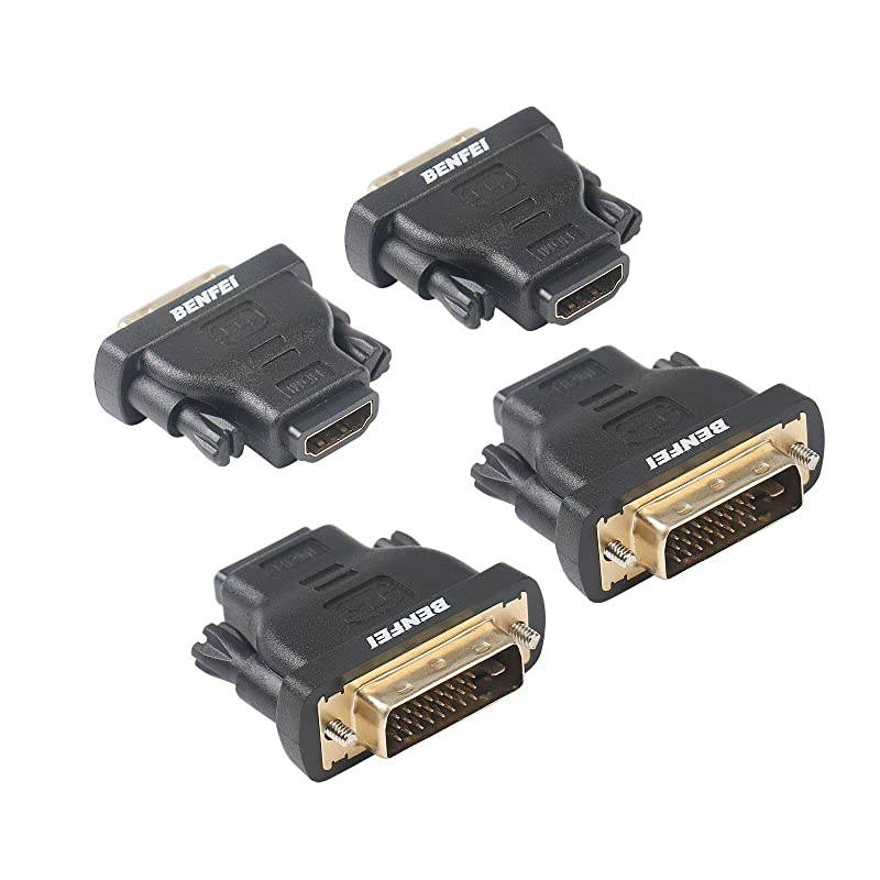 DVI to HDMI  Bidirectional DVI DVID to HDMI Male to Female Adapter with GoldPlated Cord 4 Pack