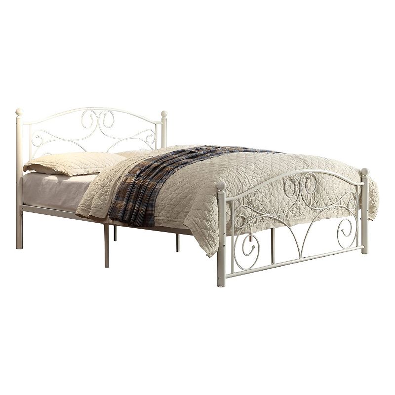 Homelegance Full Size Pallina Metal Platform Bed Frame and Storage Space Below with Headboard and Footboard, White