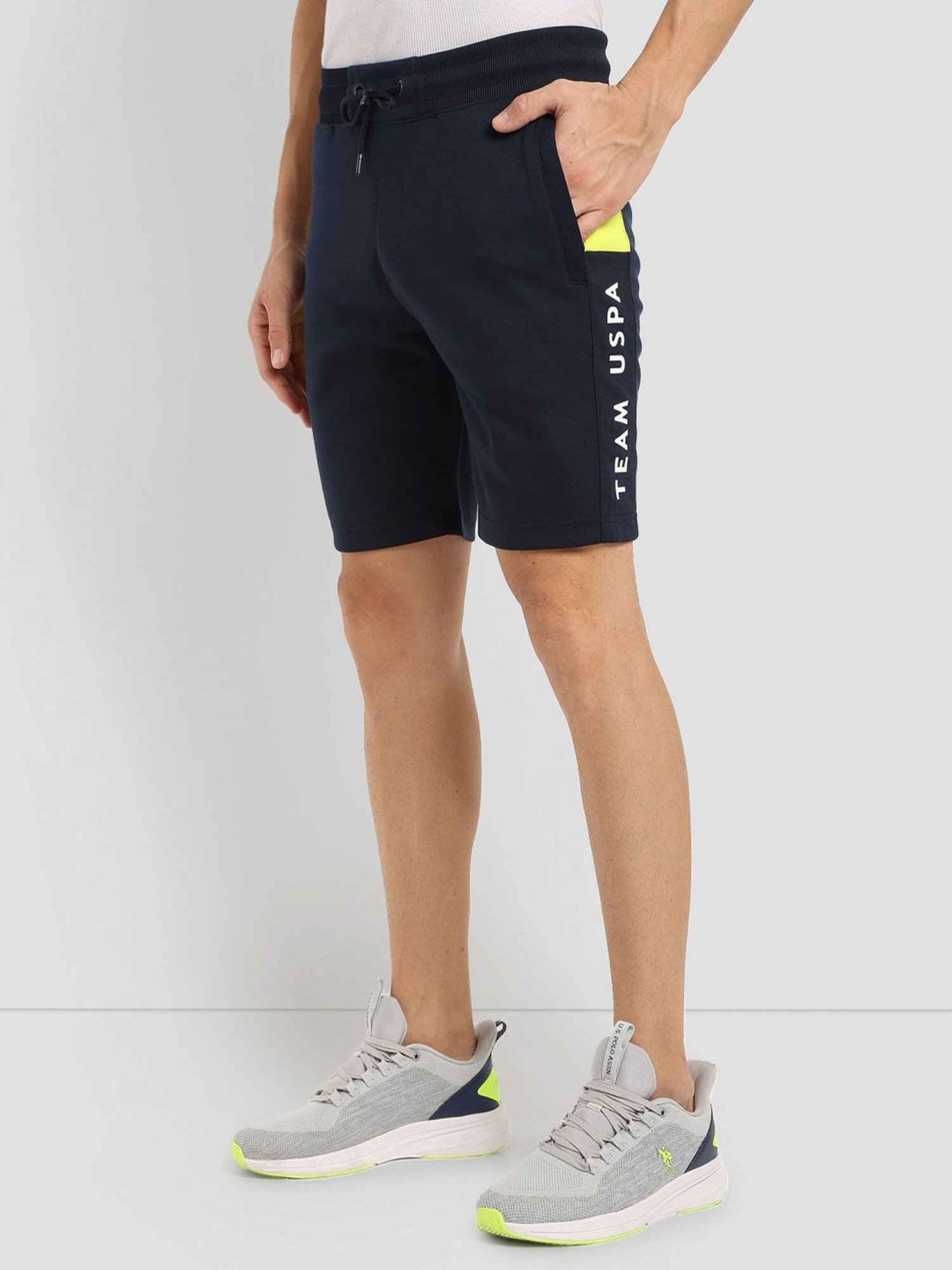 U.S. Polo Assn. Navy Blue Slim Fit Printed Sports Shorts