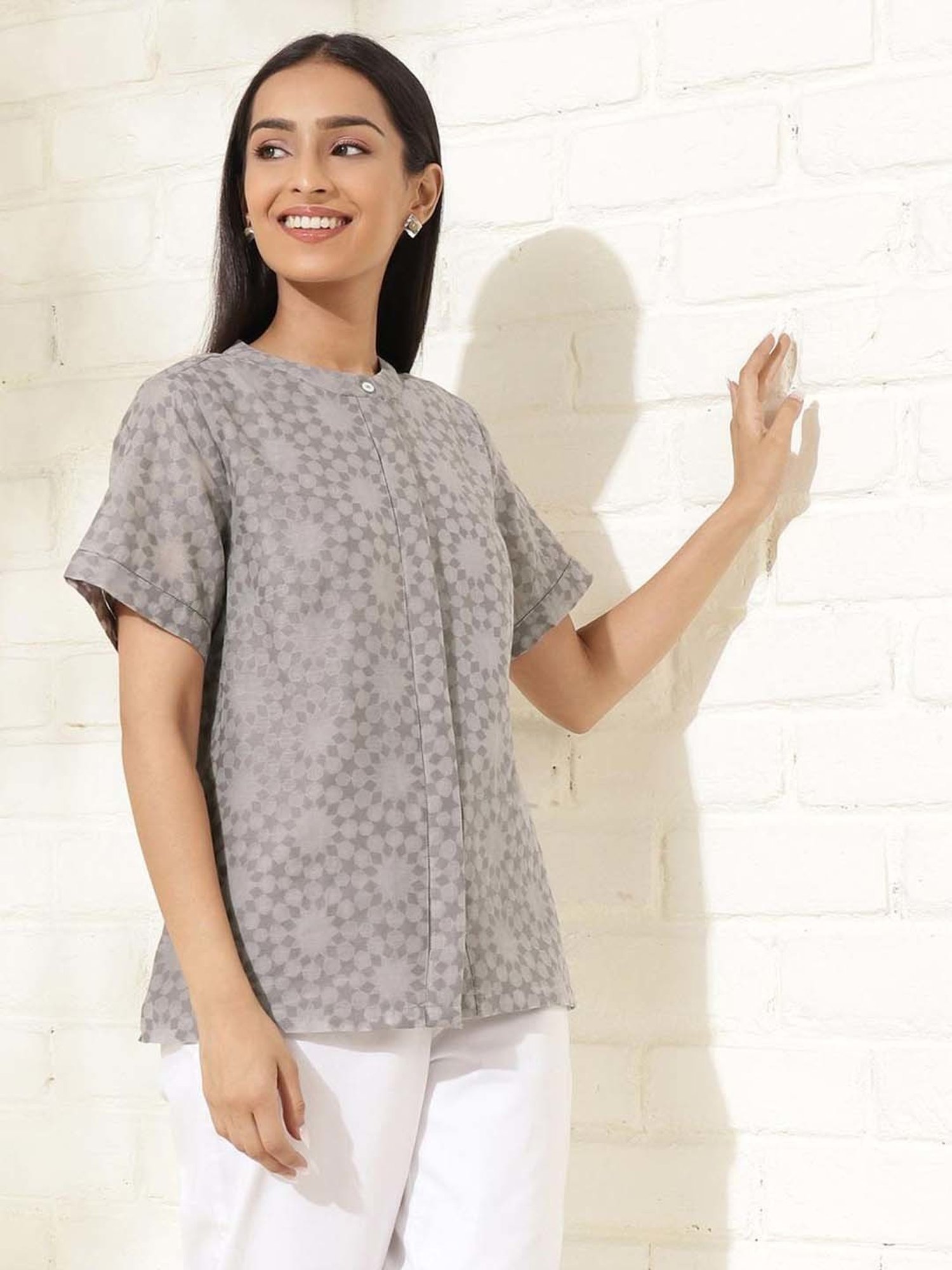 Fabindia Grey Printed Tunic