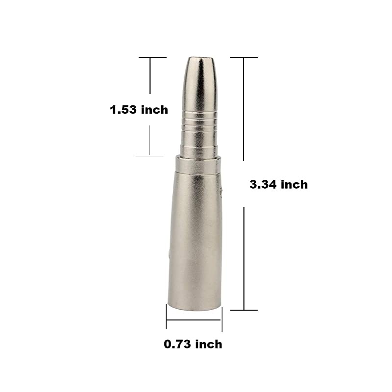 XLR 3-pin Male to 1/4 inch 6.35mm Female Socket Audio Adapter Gender Changer Connector, Silver, 2 Pack -