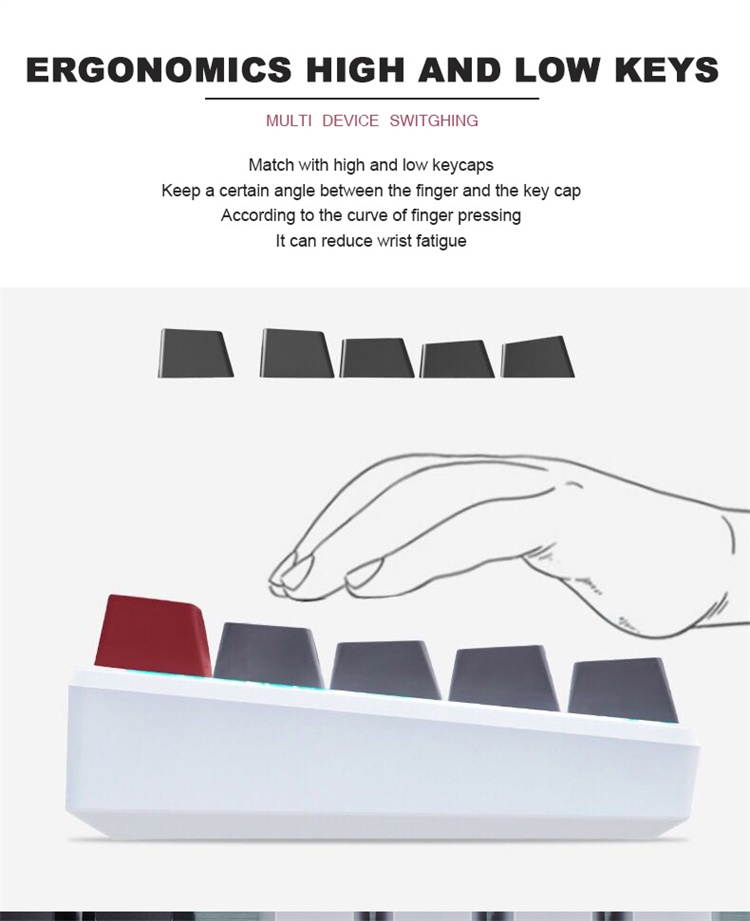 Bluetooth Mechanical Gaming Keyboard with LED Backlit 87 Anti-Ghosting Key Wired/Wireless USB Receiver Rechargeable Keyboard for PC Mac Gamer