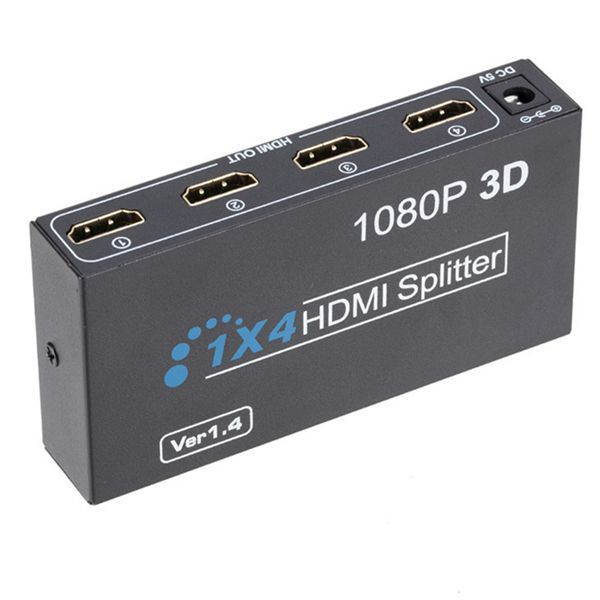 HDMI Video Splitter 1x4 HDMI Splitter 1080P 3D Video Switch 1 in 4 Out Amplifier Display For HDTV DVD PS3/4