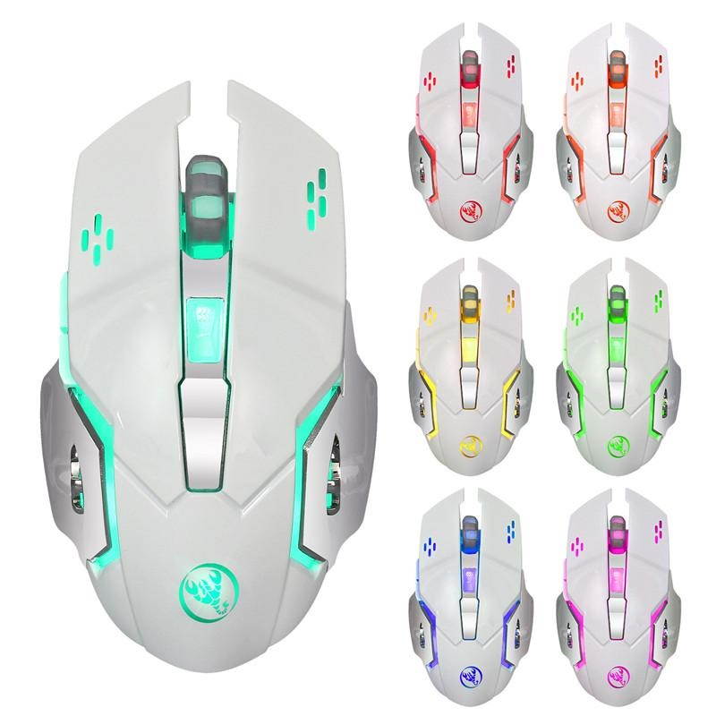 HXSJ 2.4GHz Wireless Mouse 6 Buttons 2400DPI Adjustable Optical Gaming Mouse Mice Computer Mouse For Desktop Laptop PC Pro Gamer - White (white)