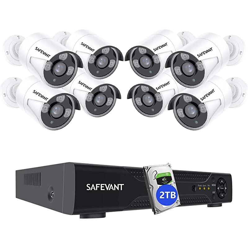 2TB Hard Drive Pre-Installed] 5MP Home Security Camera System, 8 Channel Outdoor Indoor CCTV AHD DVR Kits Wired Systems 8pcs 2.5&times;1080P Surveillance Cameras with Night Vision Motion Detection