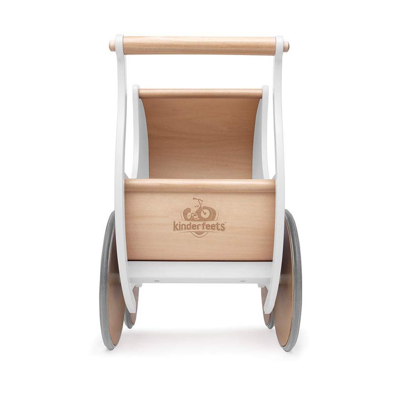 Kinderfeets 2-in-1 Versatile Inside/Outside Baby and Toddler Classic Wooden Unisex Child Toy Walker Stroller Pram, White