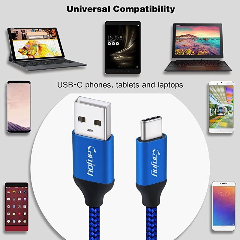 USB Type C Cable,  2 Pack 6ft Braided USB C Cable Fast Charger Cord Compatible with Samsung Galaxy S10 /S10E /S10 Plus,S9 /S9 Plus,S8/S8 Plus,Note 10/9/8