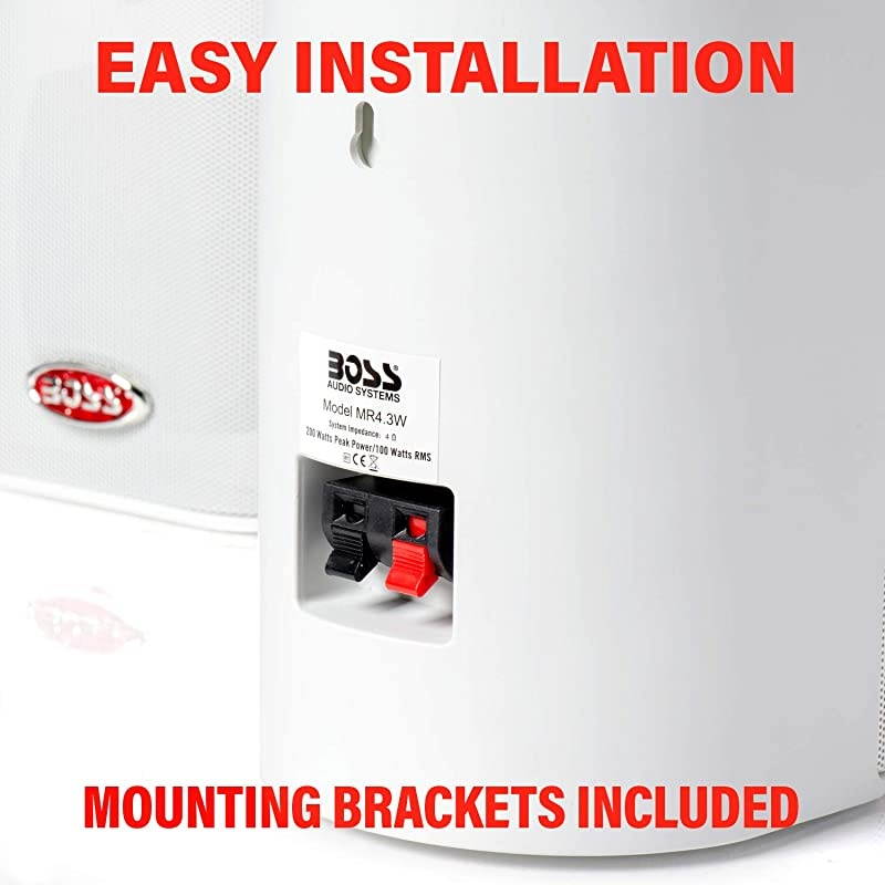 Audio MR43W 200Watt 3 Way Marine 4Inch Enclosed System Speaker White