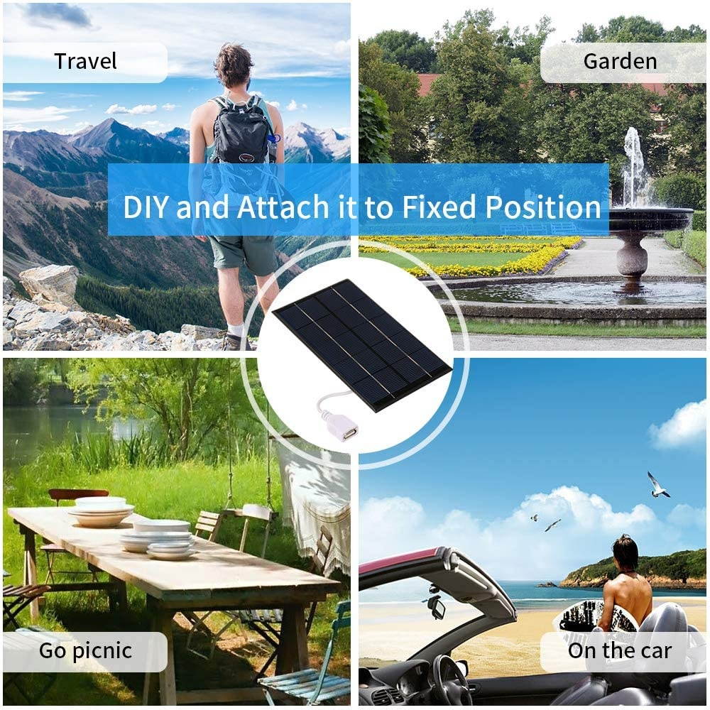 Blusea Portable Solar Charger with USB Port Monocrystalline Silicon Outdoor Ultra-Thin Compact Solar Panel Phone Cellphone Power Bank Charger for Camping Hiking Travel 2.5W/5V