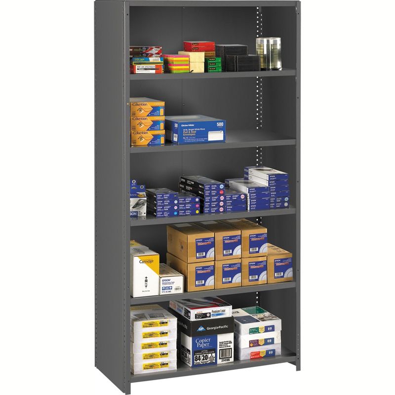 Tennsco Closed Commercial Steel Shelving Six-Shelf 36w x 24d x 75h Medium Gray ESPC62436MGY