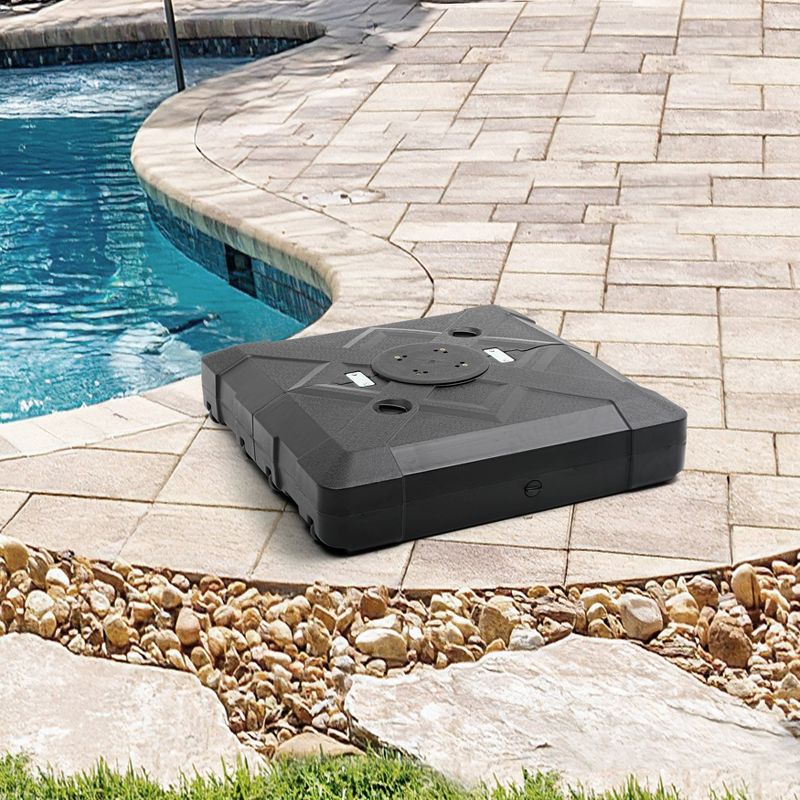 32lbs Heavy Duty Sand/Water Fillable Patio Offset Cantilever Umbrella Base with Wheels Black - Crestlive Products