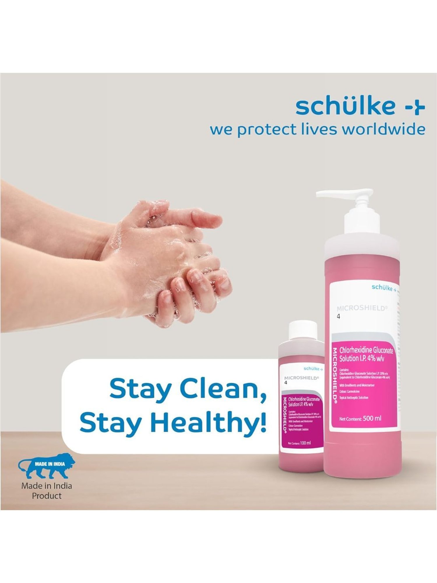 Microshield 4 Surgical Hand Wash Enriched with Emollients & Moisturisers 500 ml (Pink)