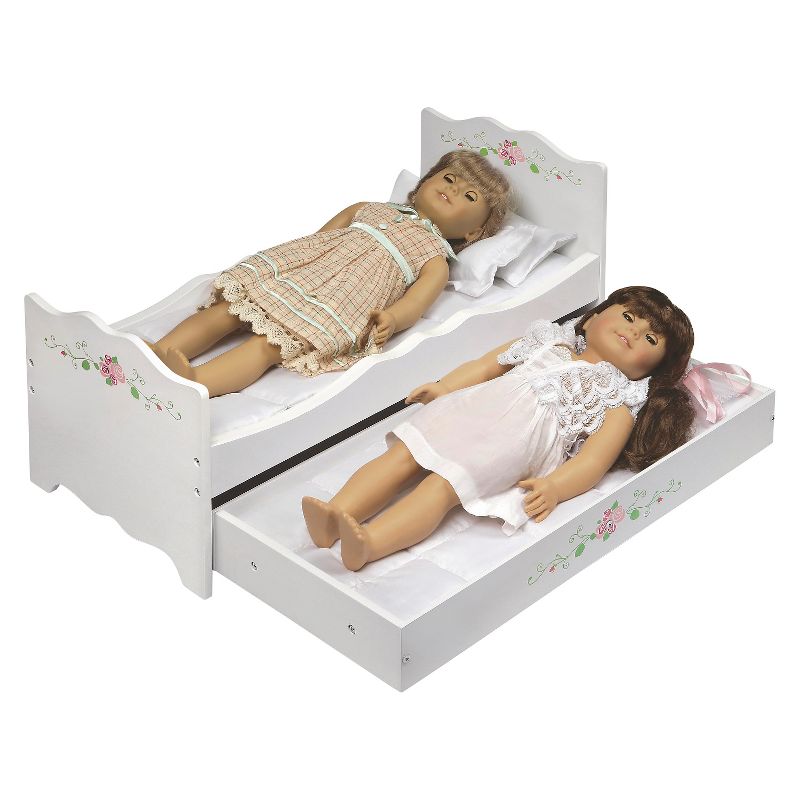 Badger Basket White Rose Doll Bed with Trundle