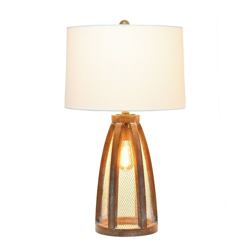 Wood Arch Farmhouse Old Table Lamp with Fabric Shade White - Lalia Home