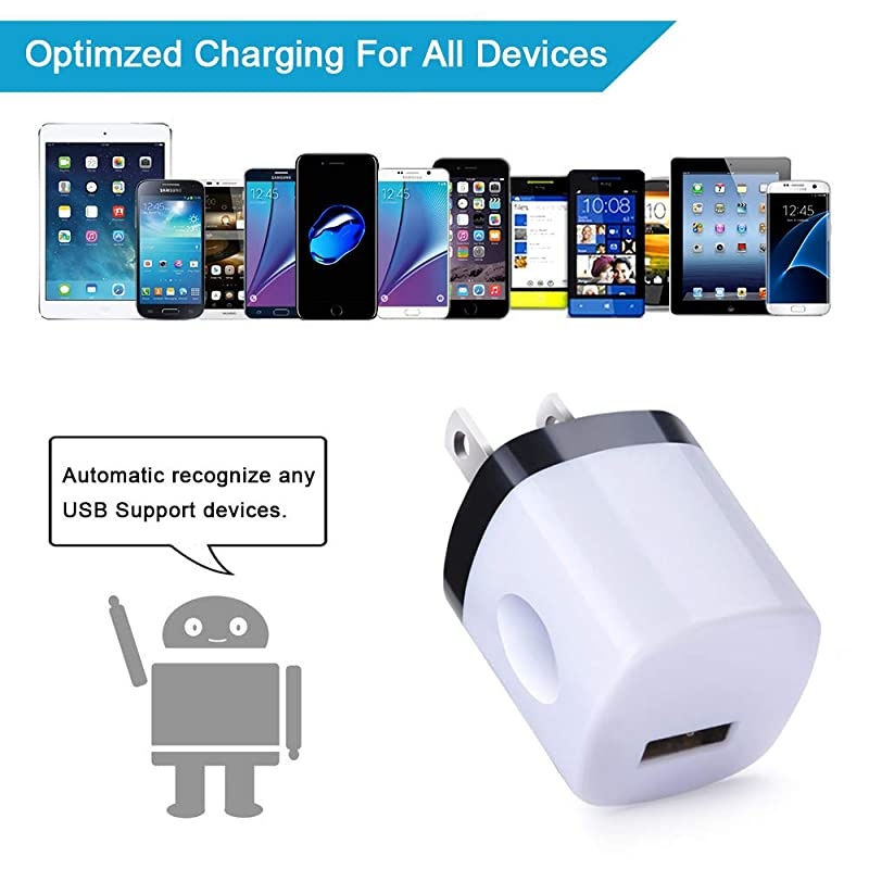 Charging Block Charger Box  1A 5Pack Travel Single Port USB Wall Charger Brick Cubes Compatible iPhone X88 Plus76S Plus Samsung Galaxy s10e S10 S9 S8 PlusS7S6Note 98 LG G8 G7 Moto