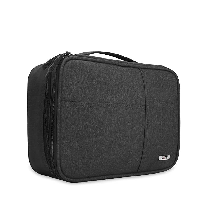 Electronic Organizer, Double Layer Travel Gadget Storage Bag for Cables, Cord, USB Flash Drive, Power Bank and More-a Sleeve Pouch for 7.9" iPad Mini(Medium,Black)