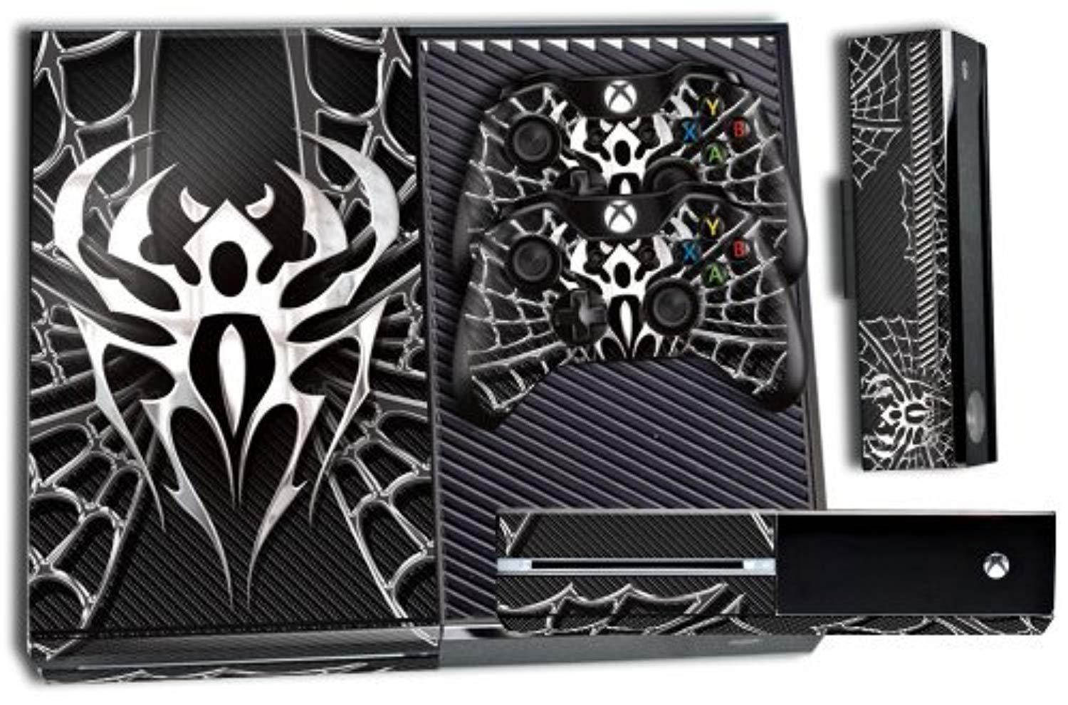 Designer Skin Sticker for the Xbox One Console With Two Wireless Controller Decals- Widow Maker Chrome & Black