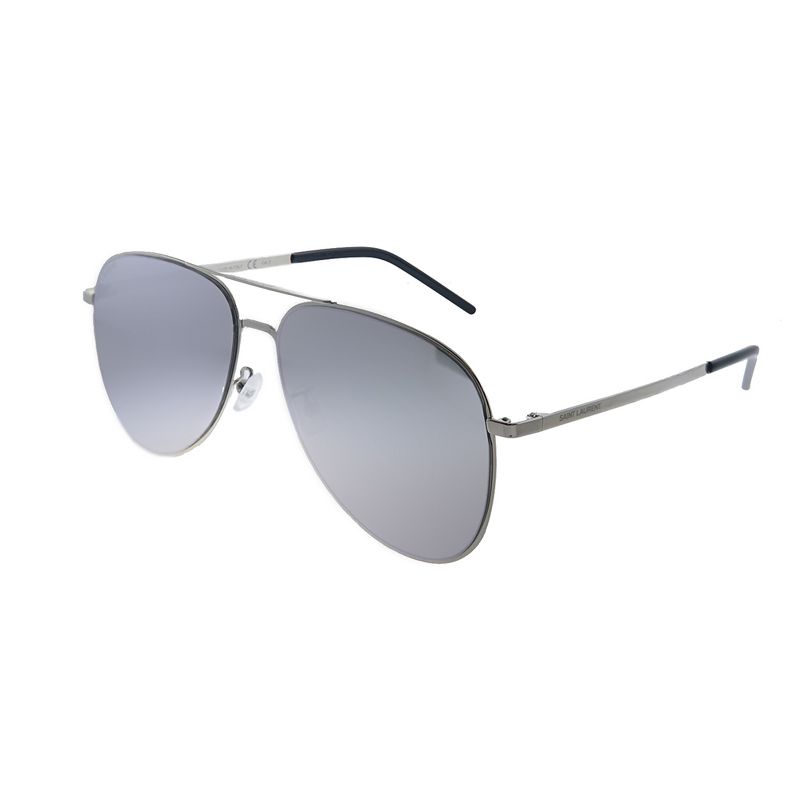 Saint Laurent SL Classic 11 Slim 003 Unisex Aviator Sunglasses Silver 60mm