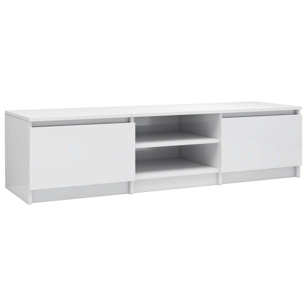 vidaXL TV Cabinet High Gloss White Chipboard Hifi Stand Living Room Lowboard